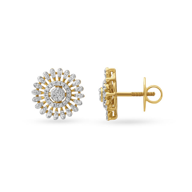 Mystical Floral Diamond Stud Earrings,,hi-res