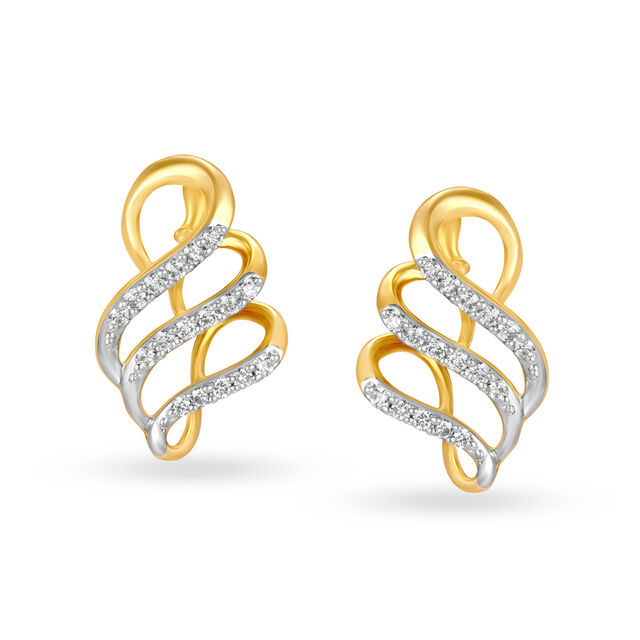 Artistic Rose Gold and Diamond Stud Earrings,,hi-res 