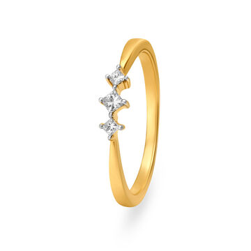 Perennial Yellow Gold And Diamond Triad Finger Ring