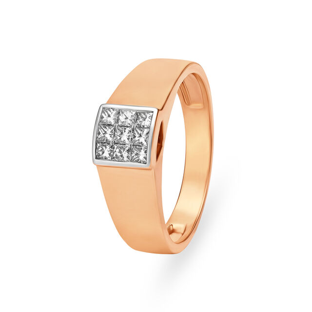 Glorious 18 Karat Rose Gold And Diamond Square Ring 