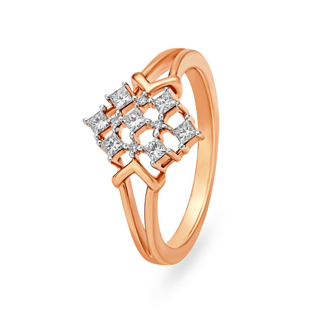 Majestic Rose Gold And Diamond Geometric Lattice Ring,,hi-res 