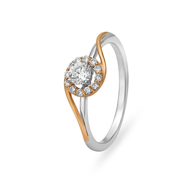 Enchanting 18 Karat White And Rose Gold And Diamond Finger Ring 