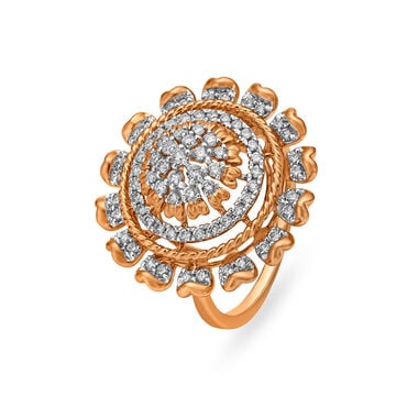 Regal Cocktail Look Rose Gold and Diamond Ring
