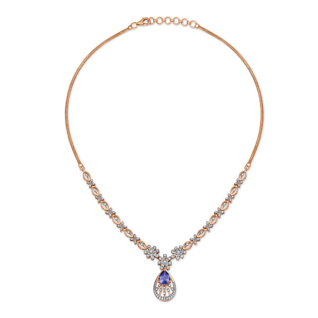 Exquisite Floral Diamond Necklace in Rose Gold 