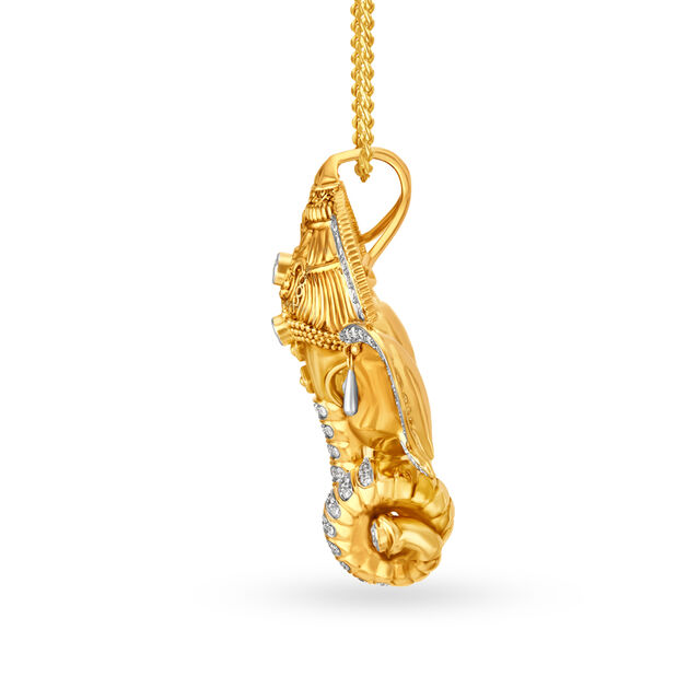 Magnificent 18 Karat Yellow Gold And Diamond Ganesha Pendant 2