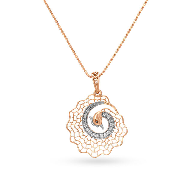Peacock Inspired Rose Gold and Diamond Pendant 