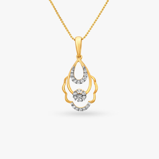 Contemporary Floral Motif Diamond Pendant 