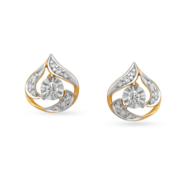 Modern Heart Motif Diamond Stud Earrings,,hi-res 