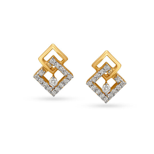 Elegant Geometric Diamond Stud Earrings 