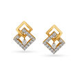 Subtle Geometric Gold and Diamond Stud Earrings,,hi-res 