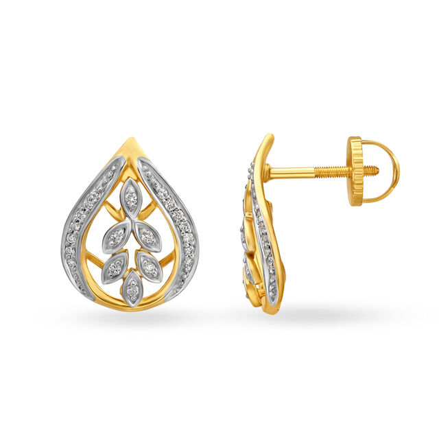 Lush Teardrop Gold Stud Earrings,,hi-res