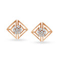 Dainty Geometric Rose Gold and Diamond Stud Earrings 