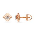 Dainty Geometric Rose Gold and Diamond Stud Earrings 2