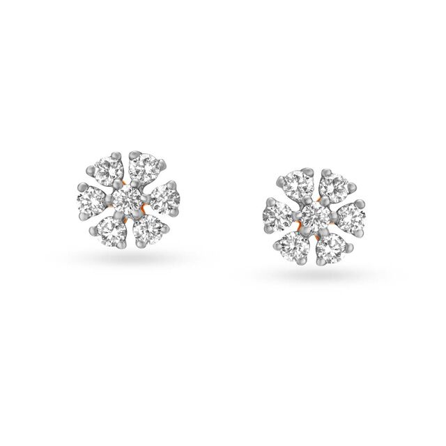 Dainty Geometric Rose Gold and Diamond Stud Earrings 3