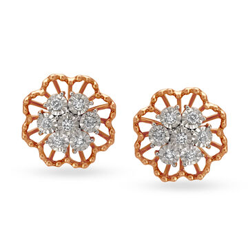 Ethereal 18 Karat Rose Gold And Diamond Floral Studs