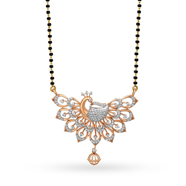 Splendid Peacock Diamond Mangalsutra in Rose Gold 
