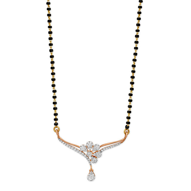 Stylish Yellow And Rose Gold Diamond Floral Mangalsutra 2