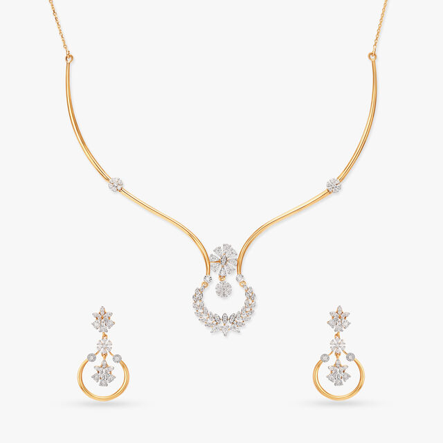 Floral Elegance Diamond Necklace Set 
