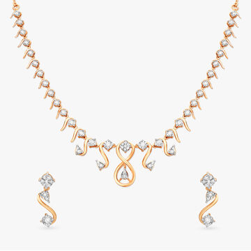 Dainty White & Gold Diamond Necklace Set
