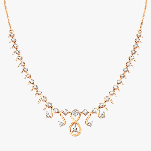 Dainty White & Gold Diamond Necklace Set 2