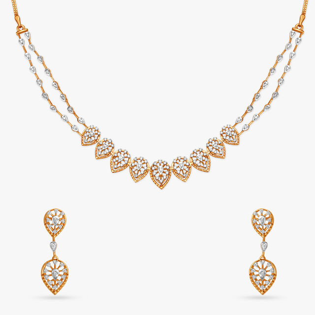 Enchanting Leaves Diamond Necklace Set 