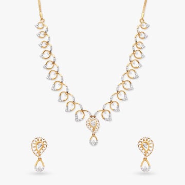 Glistening Leaves Diamond Necklace Set