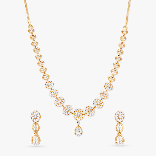 Divine Floral Diamond Necklace Set 