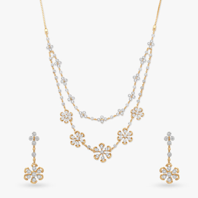 Floral Garland Diamond Necklace Set 