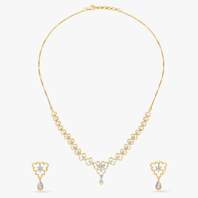 Delicate Clover Diamond Necklace Set 