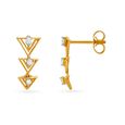 Triangular Layered Gold and Diamond Drop Earrings 2