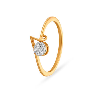 Eccentric Gold and Diamond Solitaire Look Finger Ring