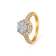 Eccentric Gold and Diamond Solitaire Look Finger Ring 