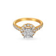 Eccentric Gold and Diamond Solitaire Look Finger Ring 2
