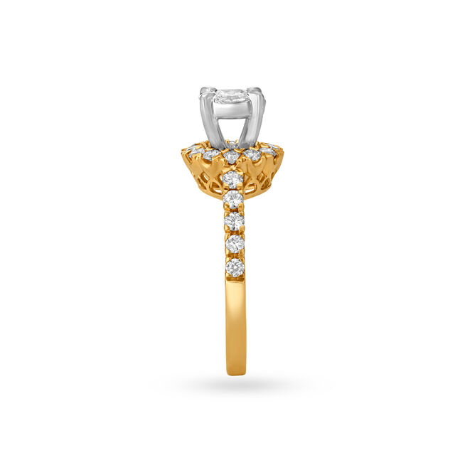 Eccentric Gold and Diamond Solitaire Look Finger Ring 3
