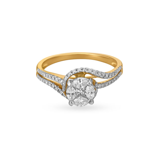 Pristine Dazzling Diamond Adorned Gold Finger Ring 2