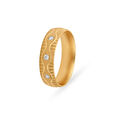 Abstract 3 Stone Diamond Encrusted Gold Finger Ring,,hi-res 