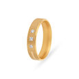Minimalistic 3 Stone Textured Gold Diamond Adorned Finger Ring,,hi-res 