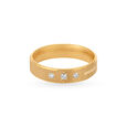 Minimalistic 3 Stone Textured Gold Diamond Adorned Finger Ring,,hi-res 2