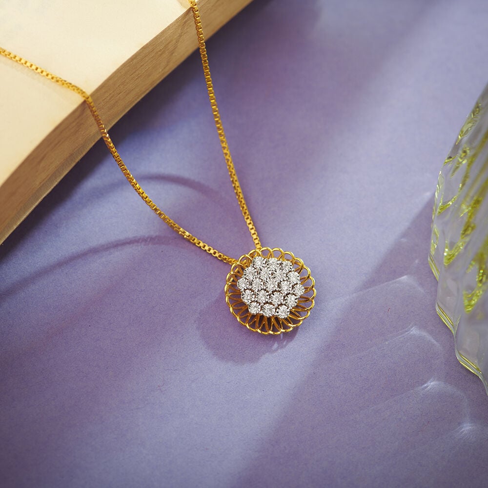 Buy Majestic Dazzling Yellow and White Gold Diamond Pendant at Best Price Tanishq US