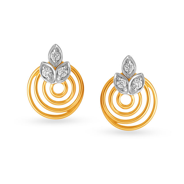 Diamond Floral Bud Stud Earrings 