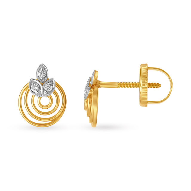 Diamond Floral Bud Stud Earrings 2