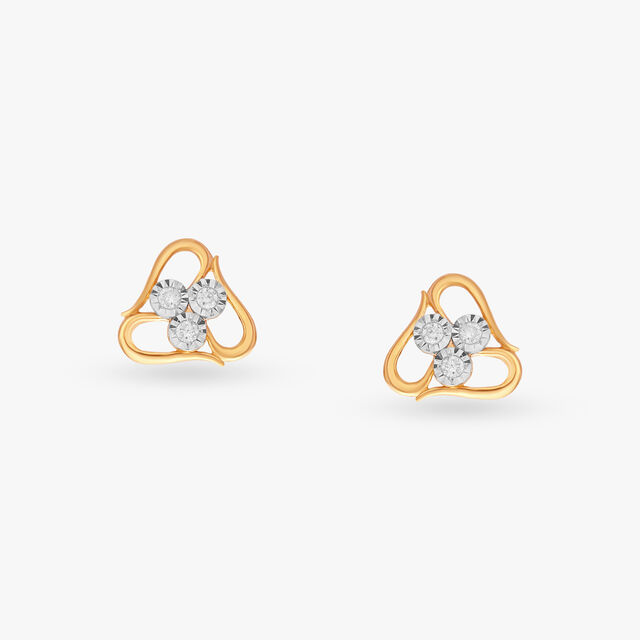 Triangular Diamond Stud Earrings 
