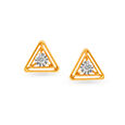 Trilateral Gold and Diamond Stud Earrings,,hi-res 