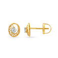 Sleek Abstract Diamond Stud Earrings in Yellow and White Gold 2