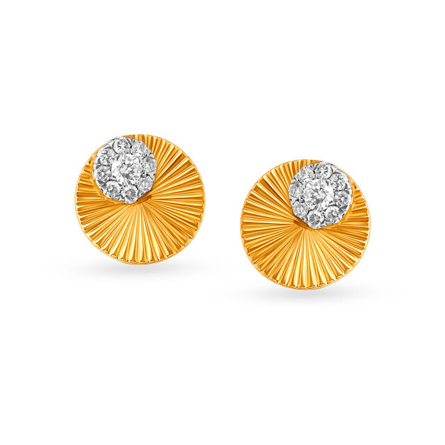 Radial Diamond Stud Earrings 