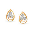 Ultra Modern Diamond Embellished Gold Teardrop Stud Earrings 