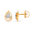 Ultra Modern Diamond Embellished Gold Teardrop Stud Earrings 2