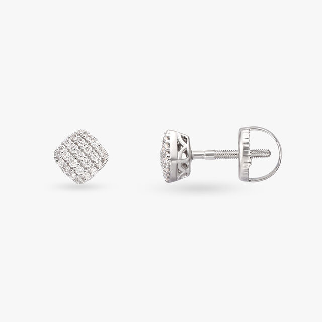 Square Symphonic Diamond Stud Earrings 2