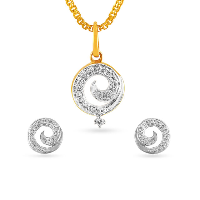 18 Karat Gold and Diamond Pendant Earrings Set,,hi-res 