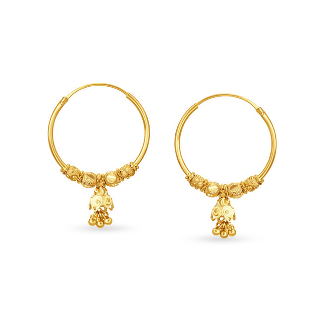 Strikingly Traditional Gold Hoop Earrings,,hi-res 2